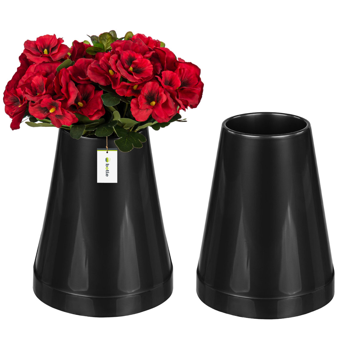 2 x Flakon wazon Grafitowy cmentarny stożek 25x20 cm kompozycja nagrobna plastikowy