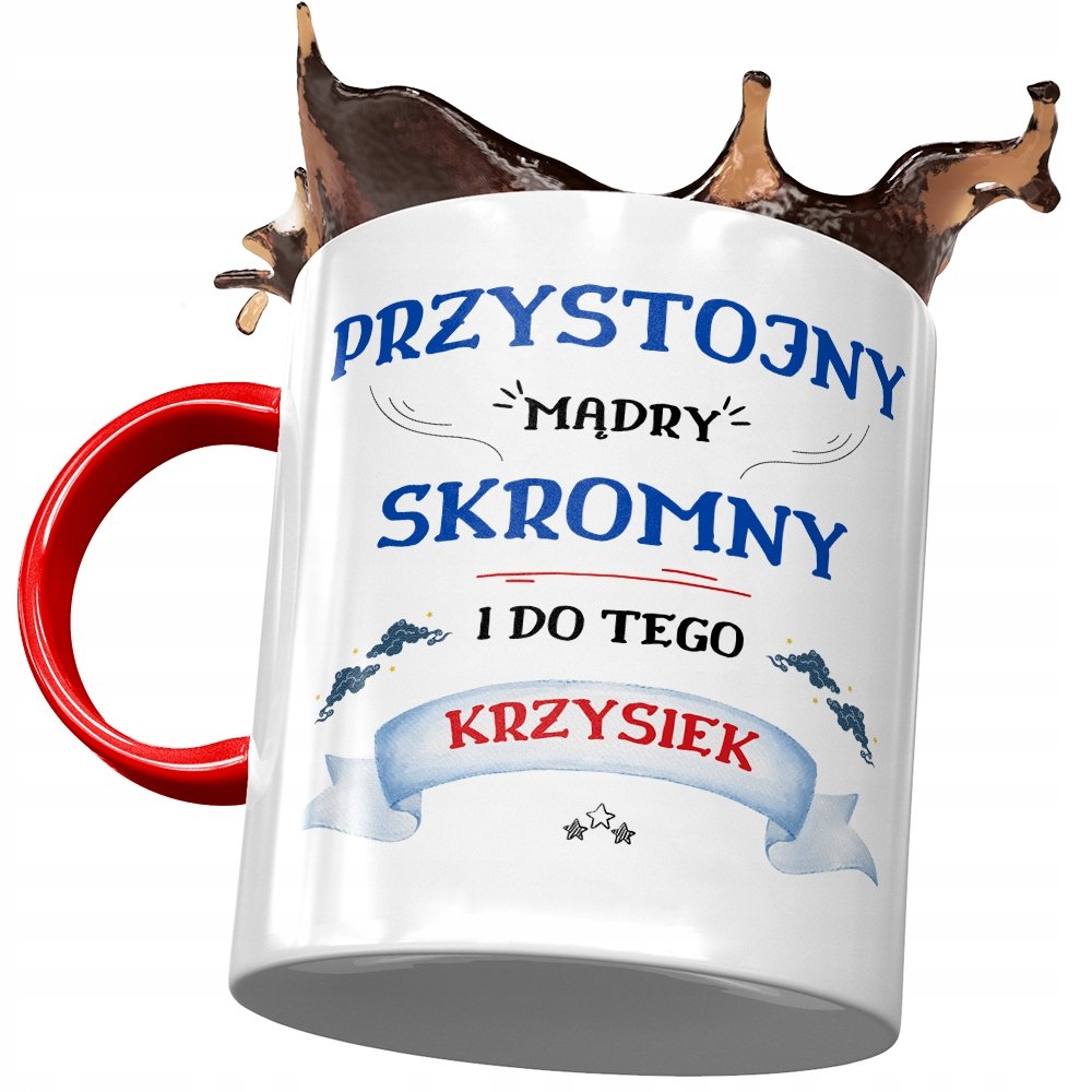 Kubek Czerwony Dla Krzyśka Kolegi na Prezent z Nadrukiem ze Zdjęciem+ Opakowanie na prezent (wzór 01)