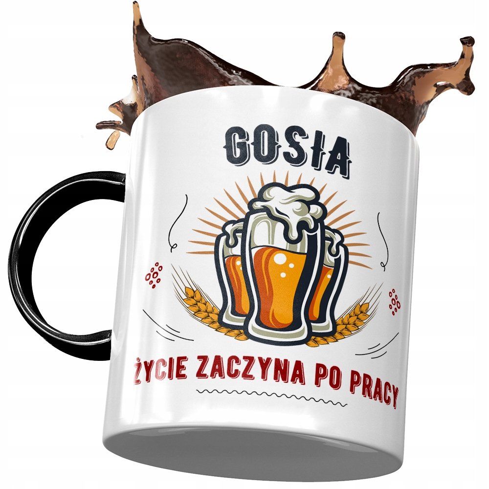 Kubek Czarny Dla Gosi Żony Przyjaciółki na Prezent z Nadrukiem ze Zdjęciem + Opakowanie na prezent (wzór 02)