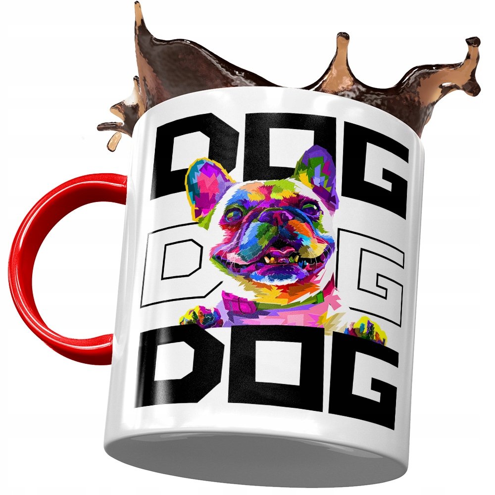 Kubek Czerwony z Pieskiem Psem Słodki na Prezent z Nadrukiem ze Zdjęciem+ Opakowanie na prezent (wzór 01)