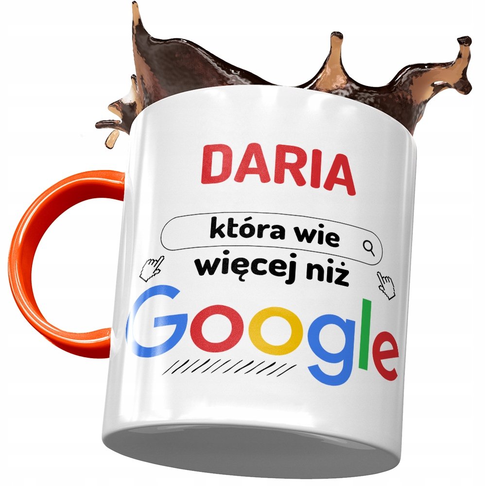 Kubek Pomarańczowy Dla Darii Koleżanki Żony z Nadrukiem ze Zdjęciem + Opakowanie na prezent (wzór 02)