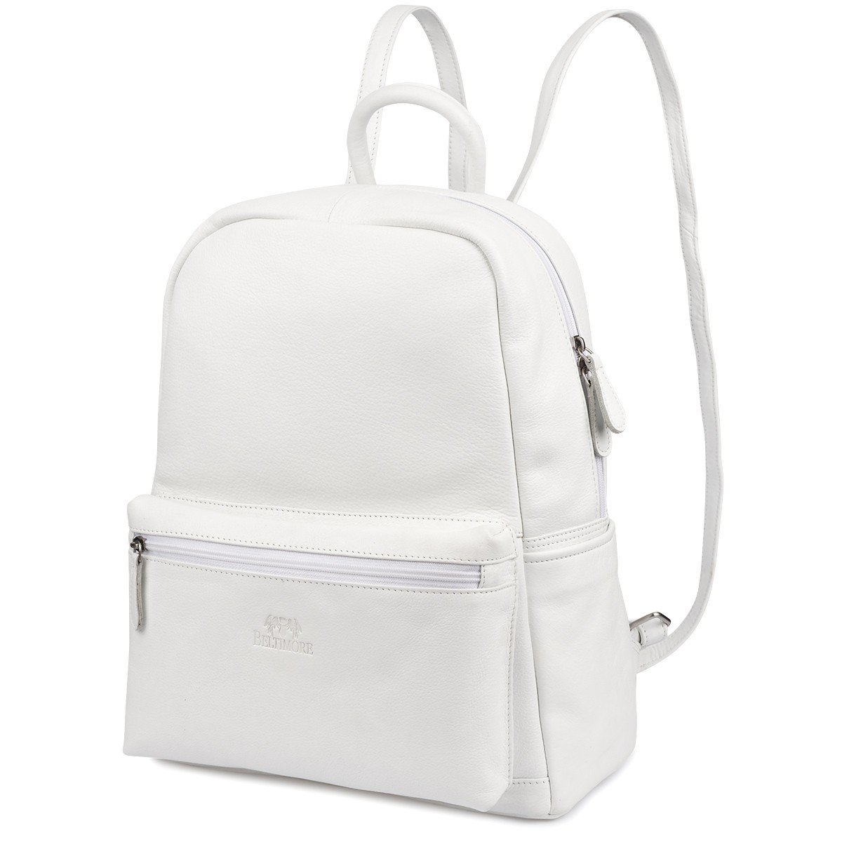 Skórzany plecak A4 duży pojemny do szkoły Włoski kremowy P16