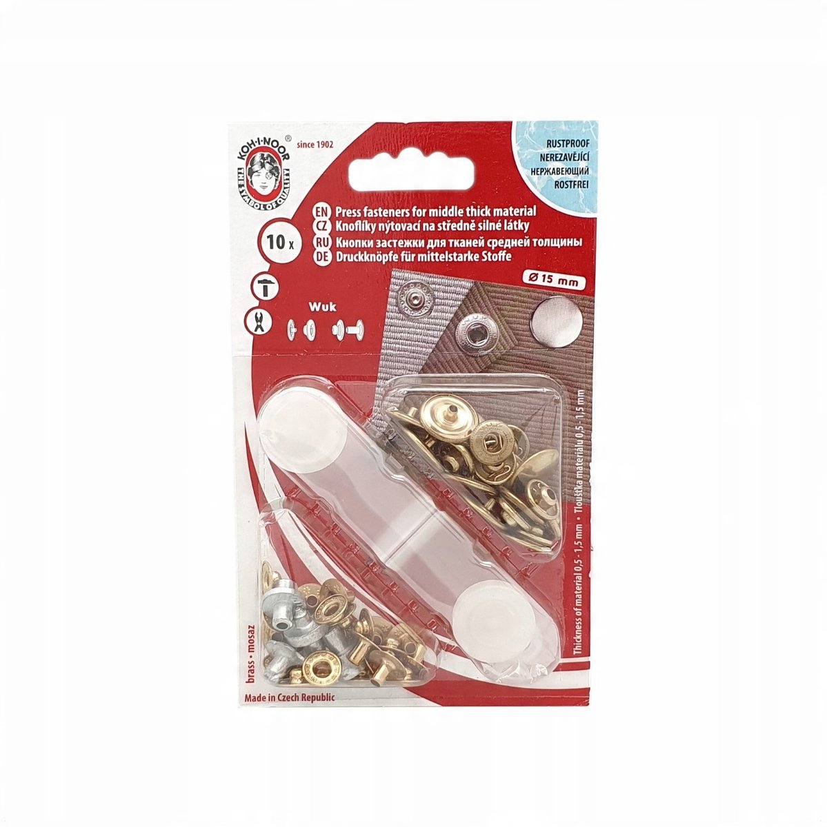 Napy metalowe Wuk złote 15mm + napownica