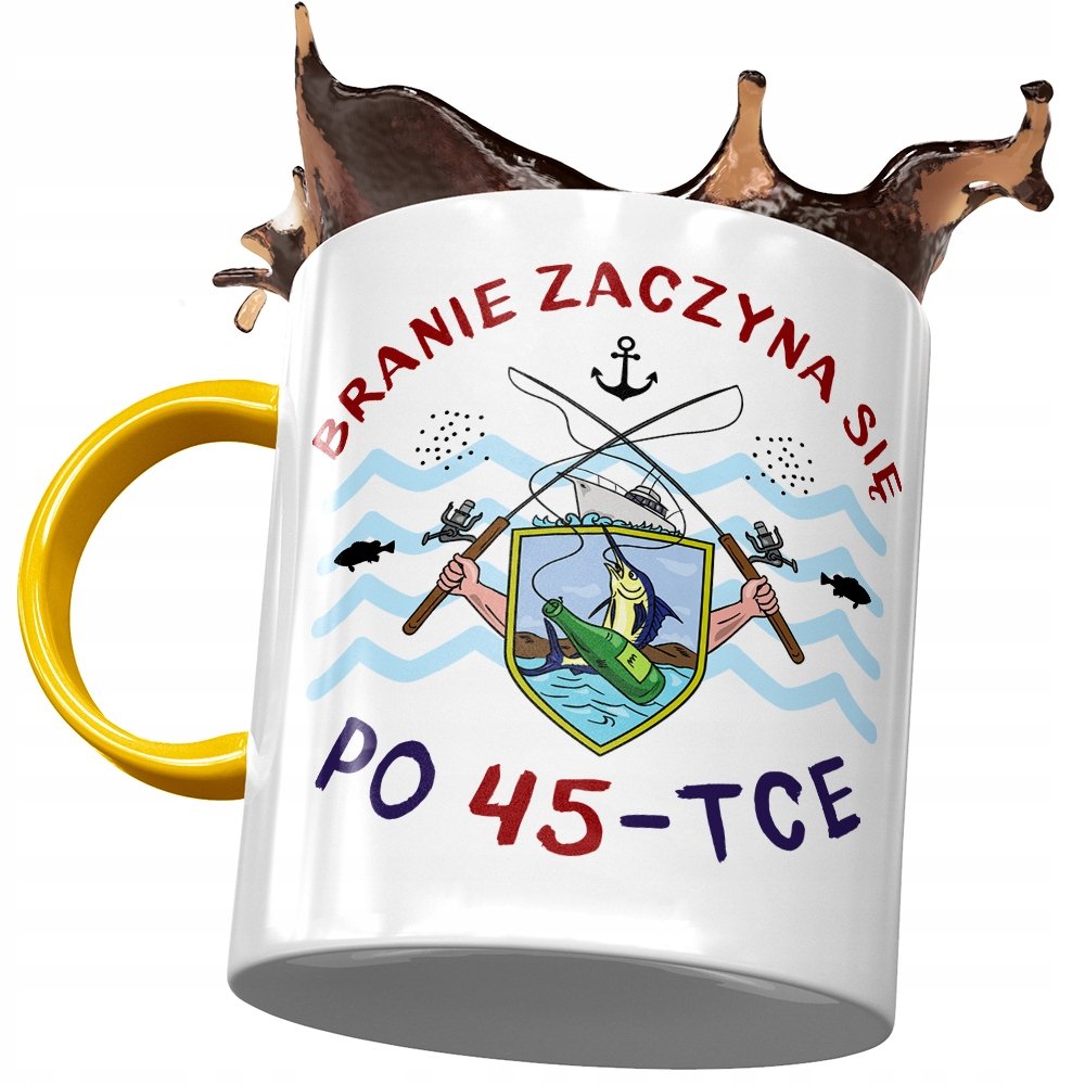 Kubek Żółty na Urodziny 45 45te 45-te na Prezent z Nadrukiem ze Zdjęciem + Opakowanie na prezent (wzór 03)