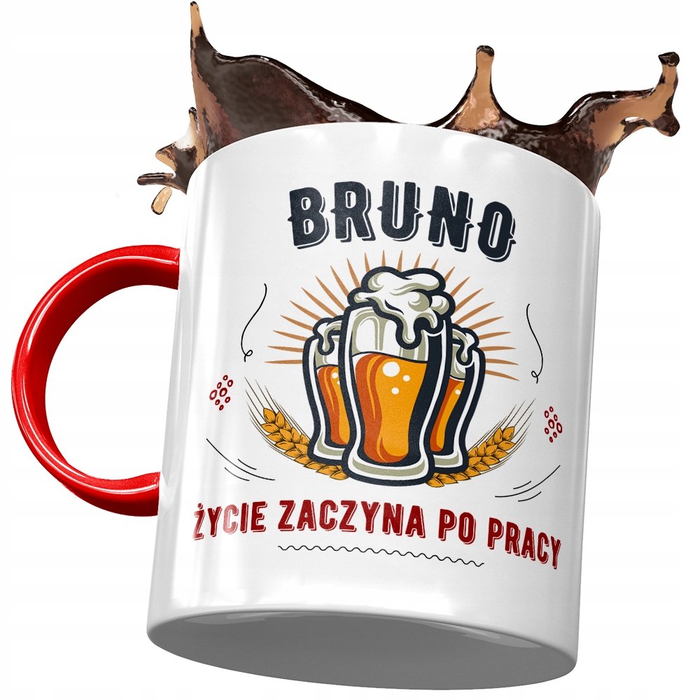 Kubek Czerwony Dla Brunona Kolegi Męża na Prezent z Nadrukiem ze Zdjęciem + Opakowanie na prezent (wzór 03)