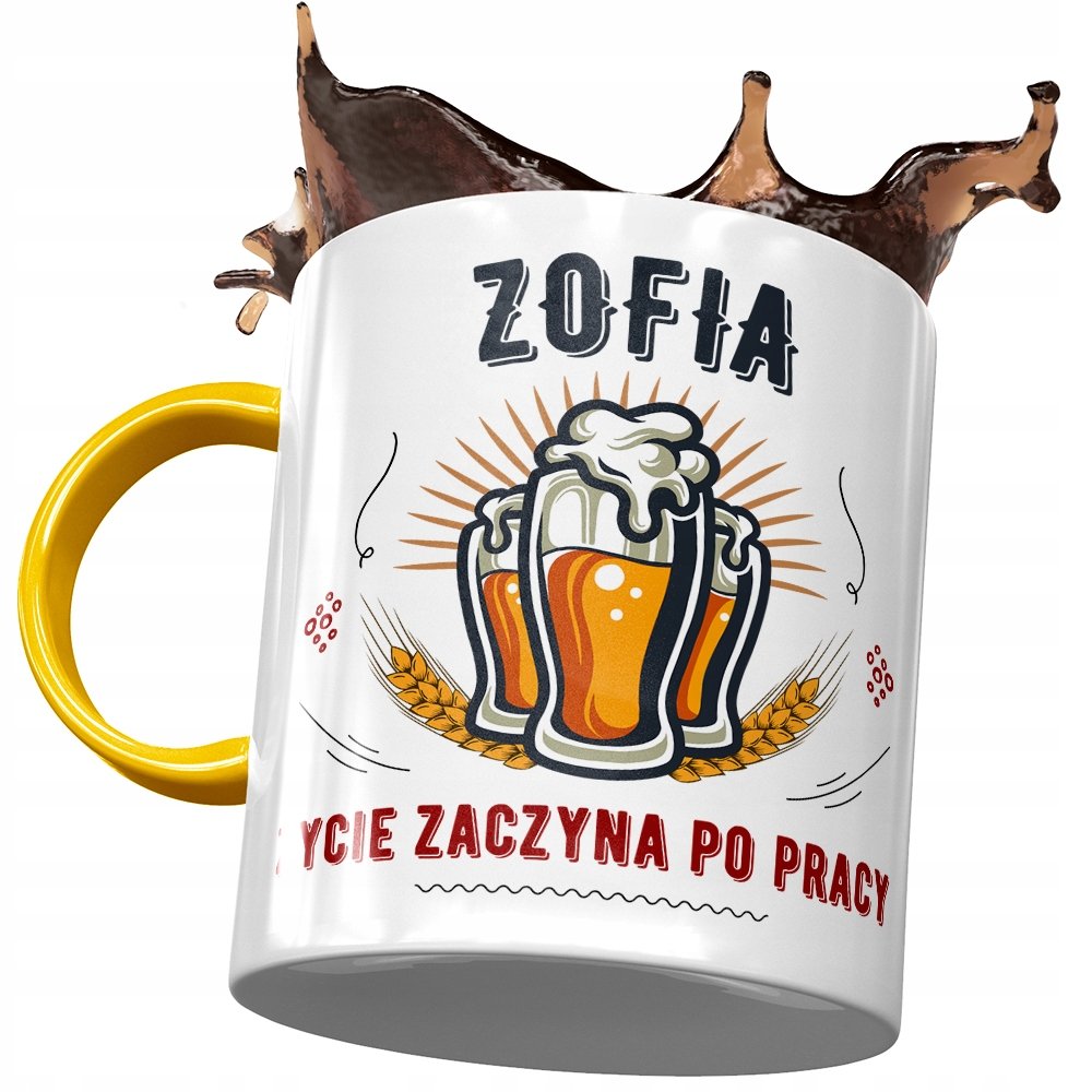 Kubek Żółty dla Zofii Zosi Koleżanki na Prezent z Nadrukiem ze Zdjęciem + Opakowanie na prezent (wzór 03)