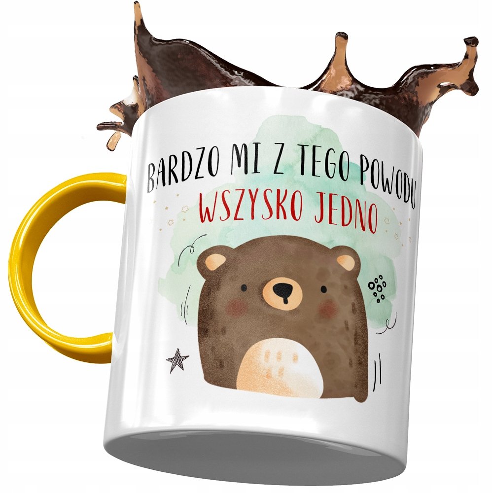 Kubek Żółty z Misiem Miś Słodki na Prezent z Nadrukiem ze Zdjęciem + Opakowanie na prezent (wzór 03)