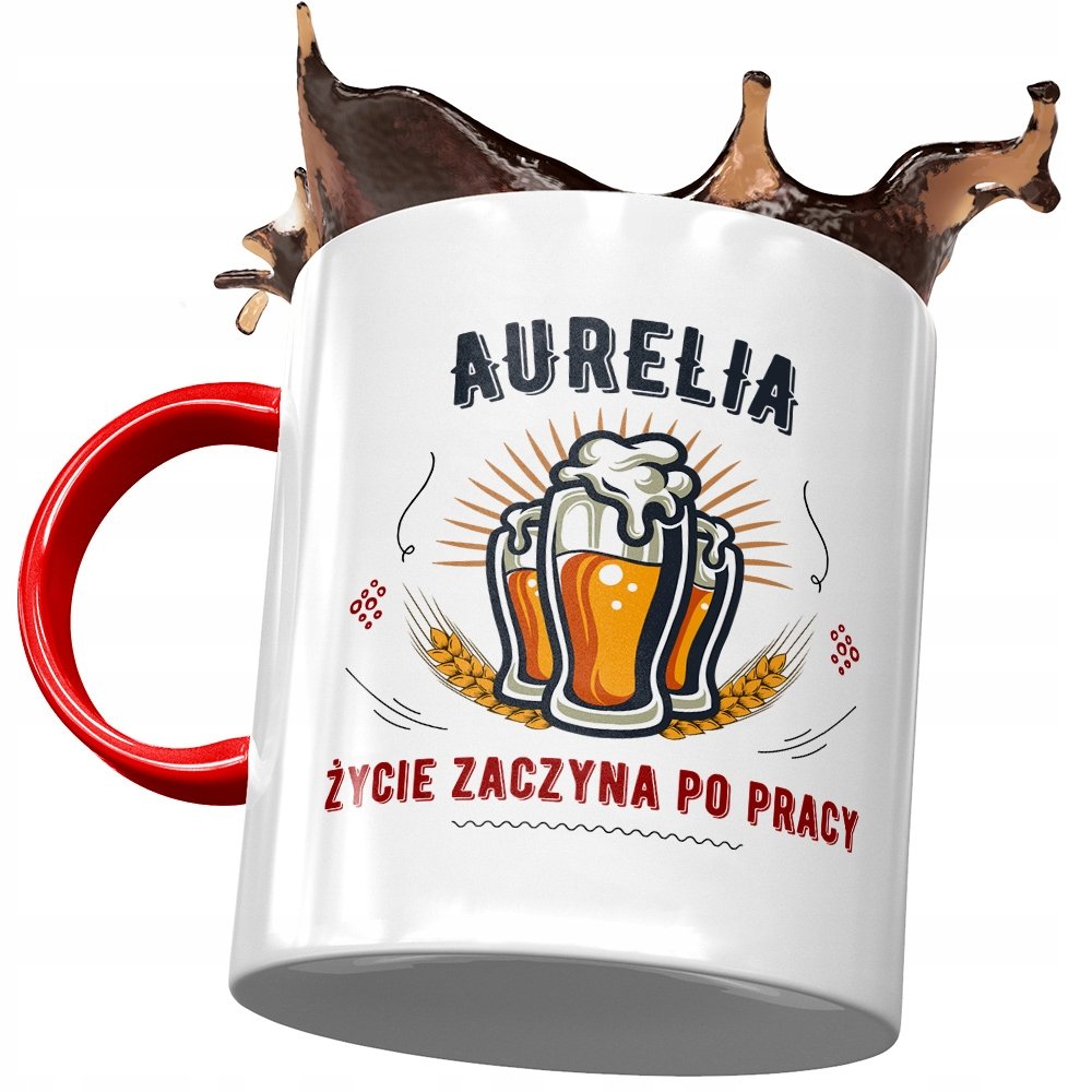 Kubek Czerwony Dla Aurelii Żony Koleżanki Prezent z Nadrukiem ze Zdjęciem + Opakowanie na prezent (wzór 03)