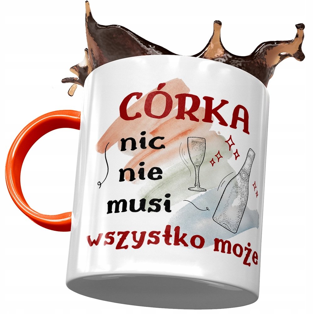 Kubek Pomarańczowy Dla Córki Dzień Dziecka Prezent z Nadrukiem ze Zdjęciem + Opakowanie na prezent (wzór 03)