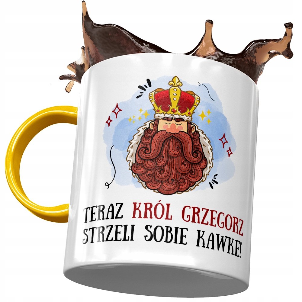 Kubek Żółty Dla Grzegorza Grześka Kolegi Prezent z Nadrukiem ze Zdjęciem + Opakowanie na prezent (wzór 04)