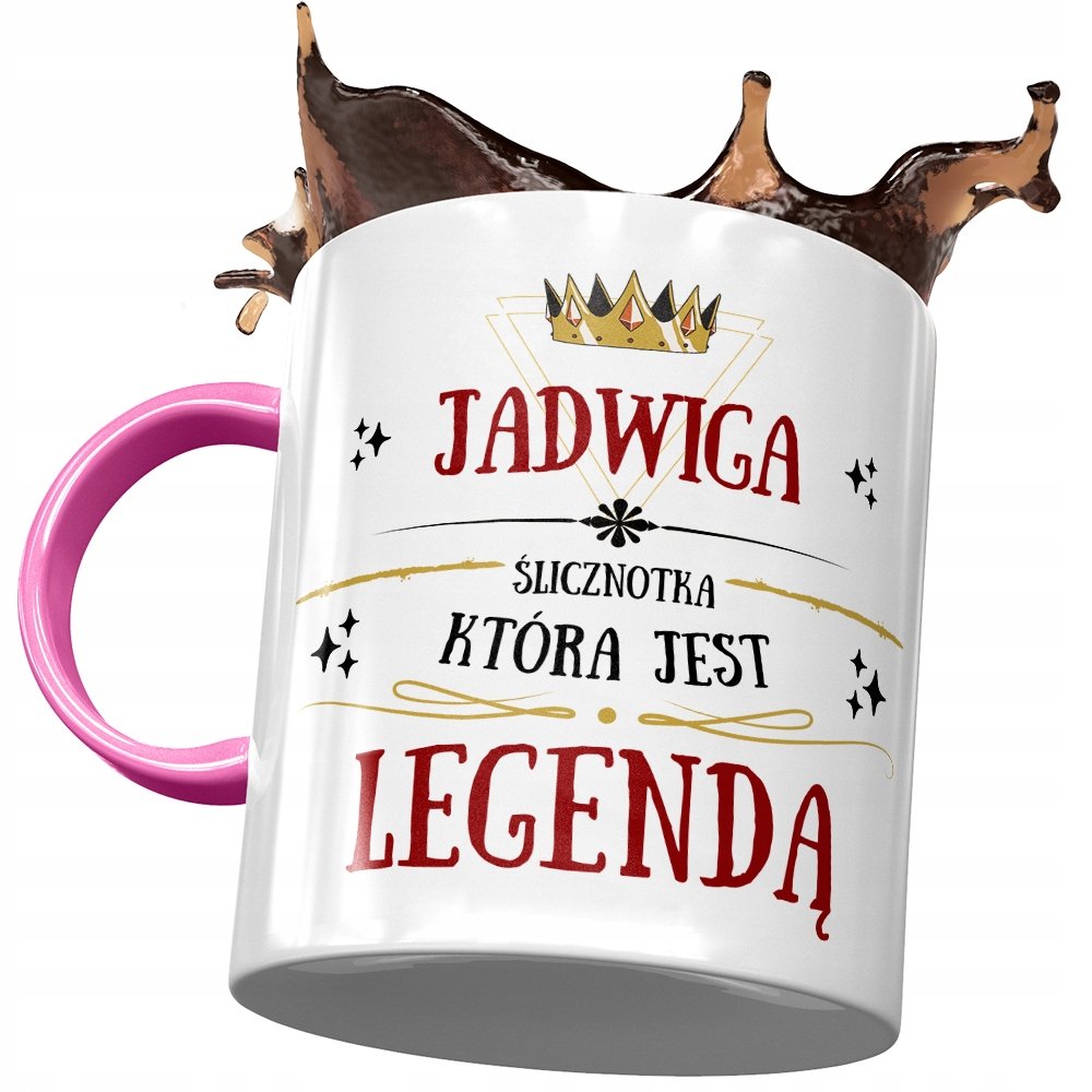 Kubek Różowy Dla Jadwigi Koleżanki Żony na Prezent z Nadrukiem ze Zdjęciem + Opakowanie na prezent (wzór 03)