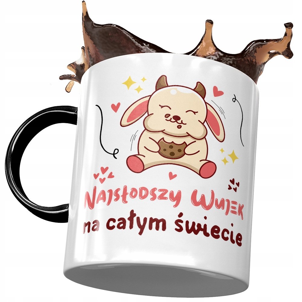 Kubek Czarny dla Wujka Wuja Wujaszka na Prezent z Nadrukiem ze Zdjęciem + Opakowanie na prezent (wzór 03)