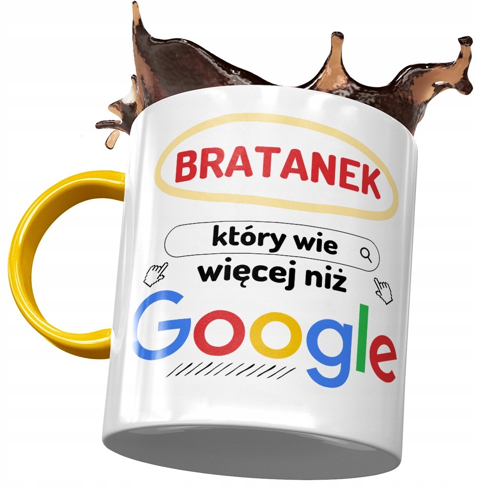 Kubek Żółty Dla Bratanka Syna Brata Prezent z Nadrukiem ze Zdjęciem + Opakowanie na prezent (wzór 03)