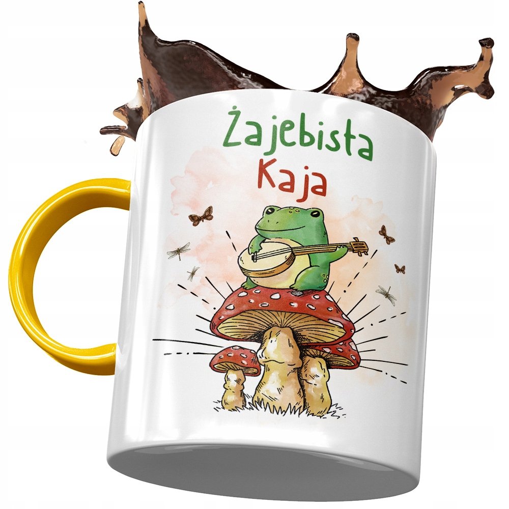 Kubek Żółty Dla Kai Koleżanki na Prezent z Nadrukiem ze Zdjęciem + Opakowanie na prezent (wzór 03)