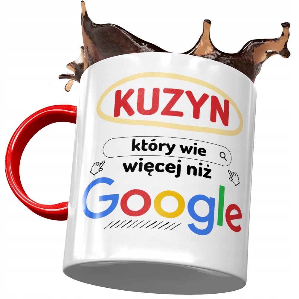 Kubek Czerwony Dla Kuzyna na Urodziny na Prezent z Nadrukiem ze Zdjęciem + Opakowanie na prezent (wzór 03)