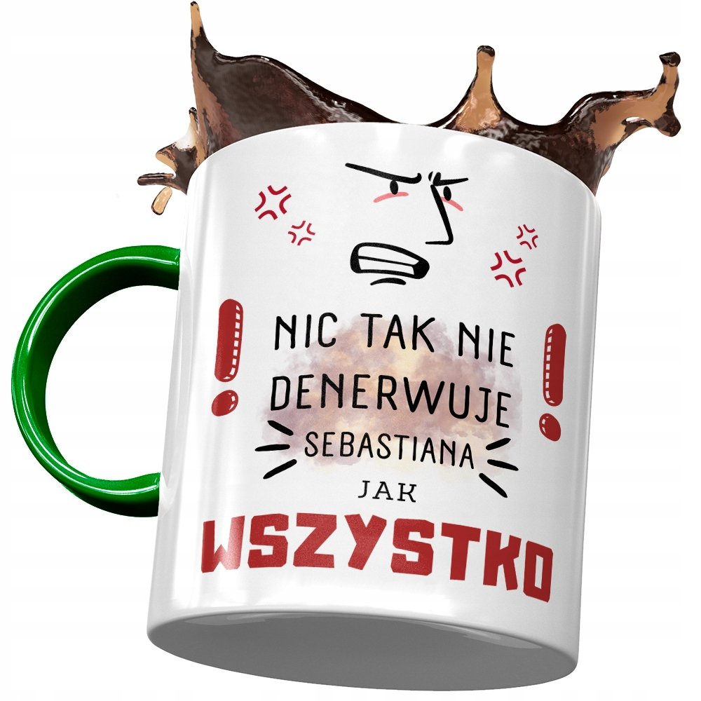 Kubek Zielony dla Sebastiana Męża Kolegi Prezent z Nadrukiem ze Zdjęciem + Opakowanie na prezent (wzór 03)