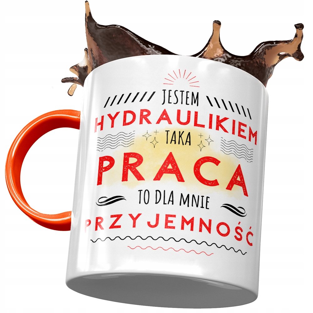 Kubek Pomarańczowy dla Hydraulika Prezent z Nadrukiem ze Zdjęciem + Opakowanie na prezent (wzór 03)