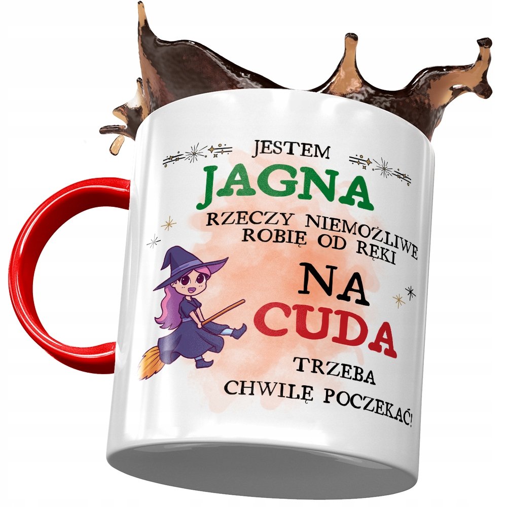 Kubek Czerwony Dla Jagny Koleżanki Żony na Prezent z Nadrukiem ze Zdjęciem + Opakowanie na prezent (wzór 03)