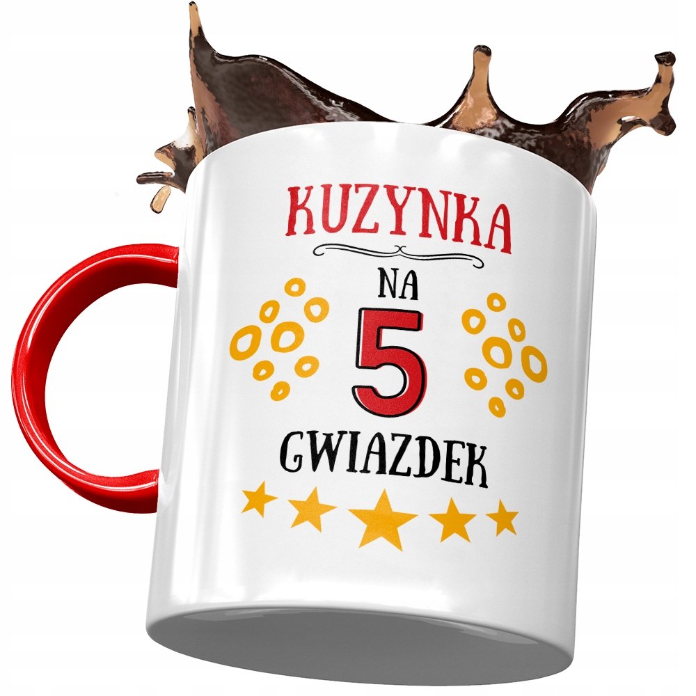 Kubek Czerwony Dla Kuzynki na Urodziny na Prezent z Nadrukiem ze Zdjęciem + Opakowanie na prezent (wzór 04)