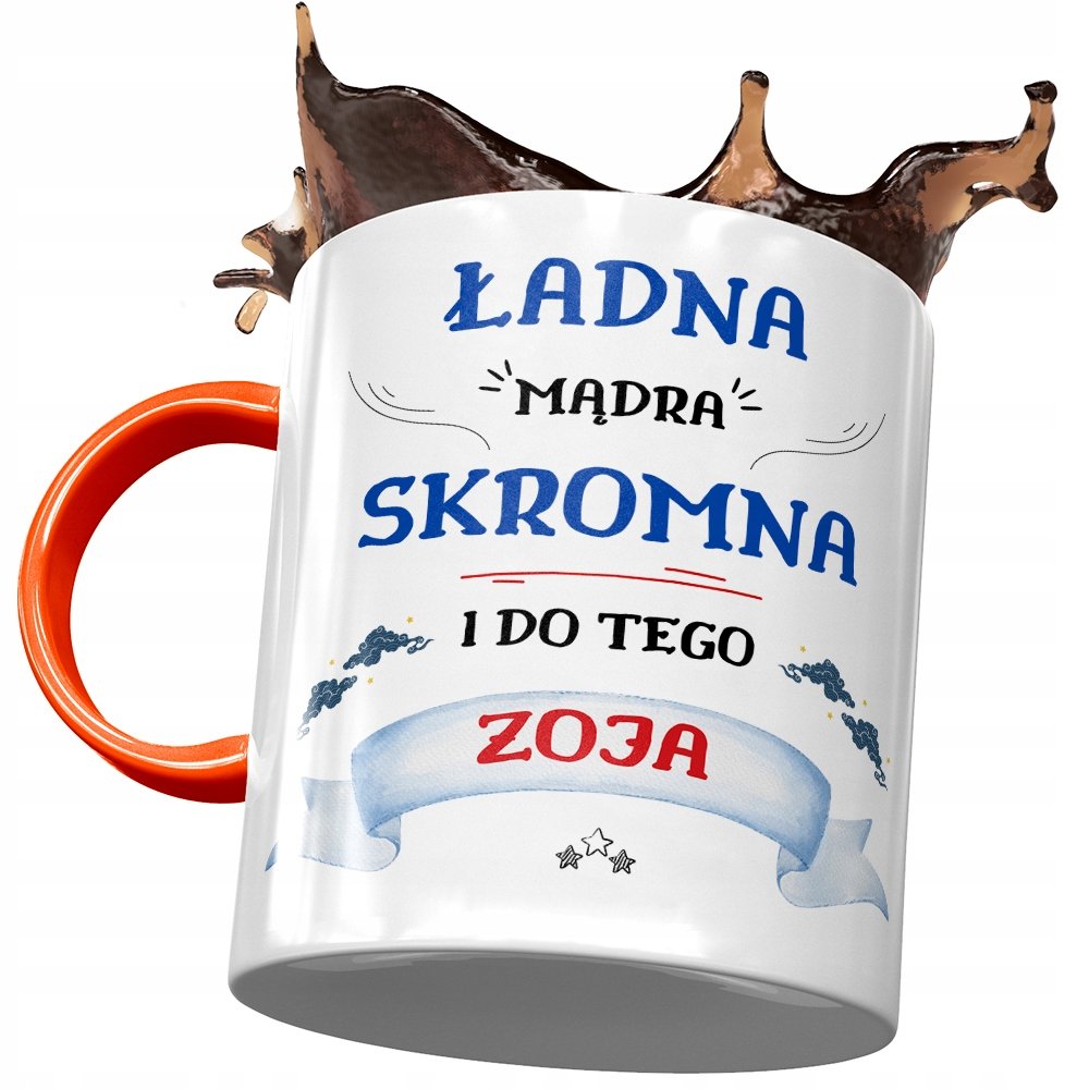 Kubek Pomarańczowy Dla Zoi Koleżanki Żony Prezent z Nadrukiem ze Zdjęciem + Opakowanie na prezent (wzór 02)