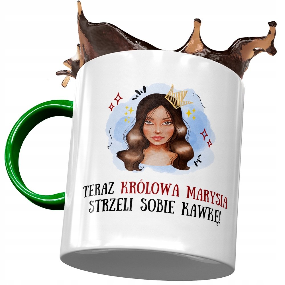 Kubek Zielony Dla Marysi Maji Mari na Prezent z Nadrukiem ze Zdjęciem+ Opakowanie na prezent (wzór 01)