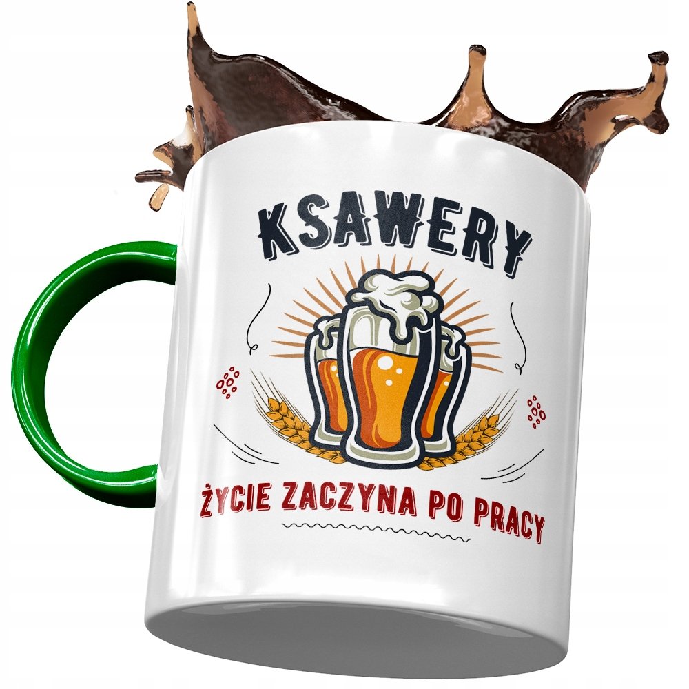 Kubek Zielony Dla Ksawerego Kolegi Męża Prezent z Nadrukiem ze Zdjęciem + Opakowanie na prezent (wzór 03)