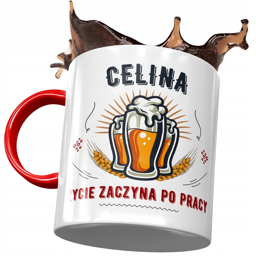 Kubek Czerwony Dla Celiny Koleżanki Żony Prezent z Nadrukiem ze Zdjęciem + Opakowanie na prezent (wzór 04)