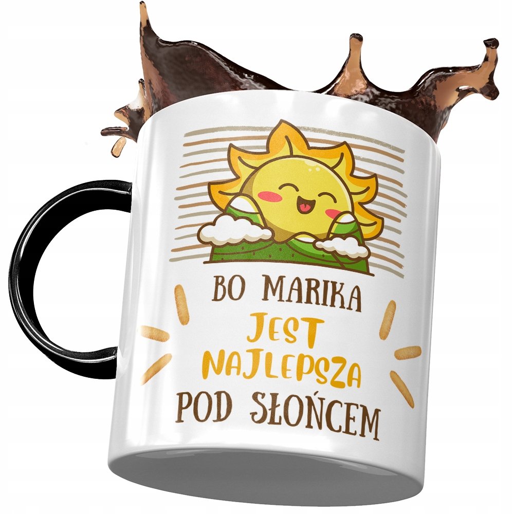 Kubek Czarny Dla Mariki Żony Przyjaciółki Prezent z Nadrukiem ze Zdjęciem + Opakowanie na prezent (wzór 03)