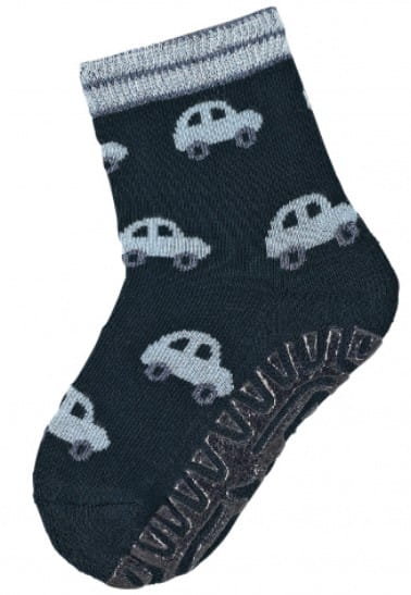 skarpetki antypoślizgowe z silikonową podeszwą frotte na podeszwie Sterntaler AIR granatowe auta [rozmiar stopy: 25/26]