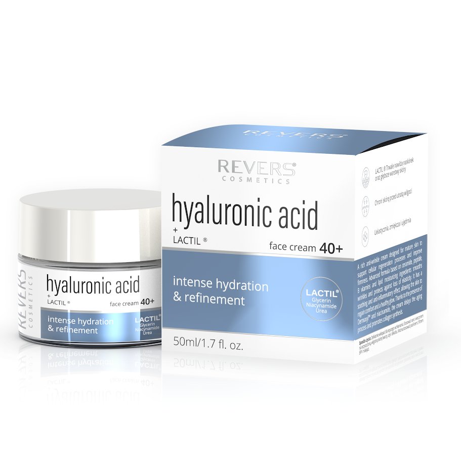 REVERS Krem do twarzy Kwas hialuronowy i LACTIL 40+ 50ml