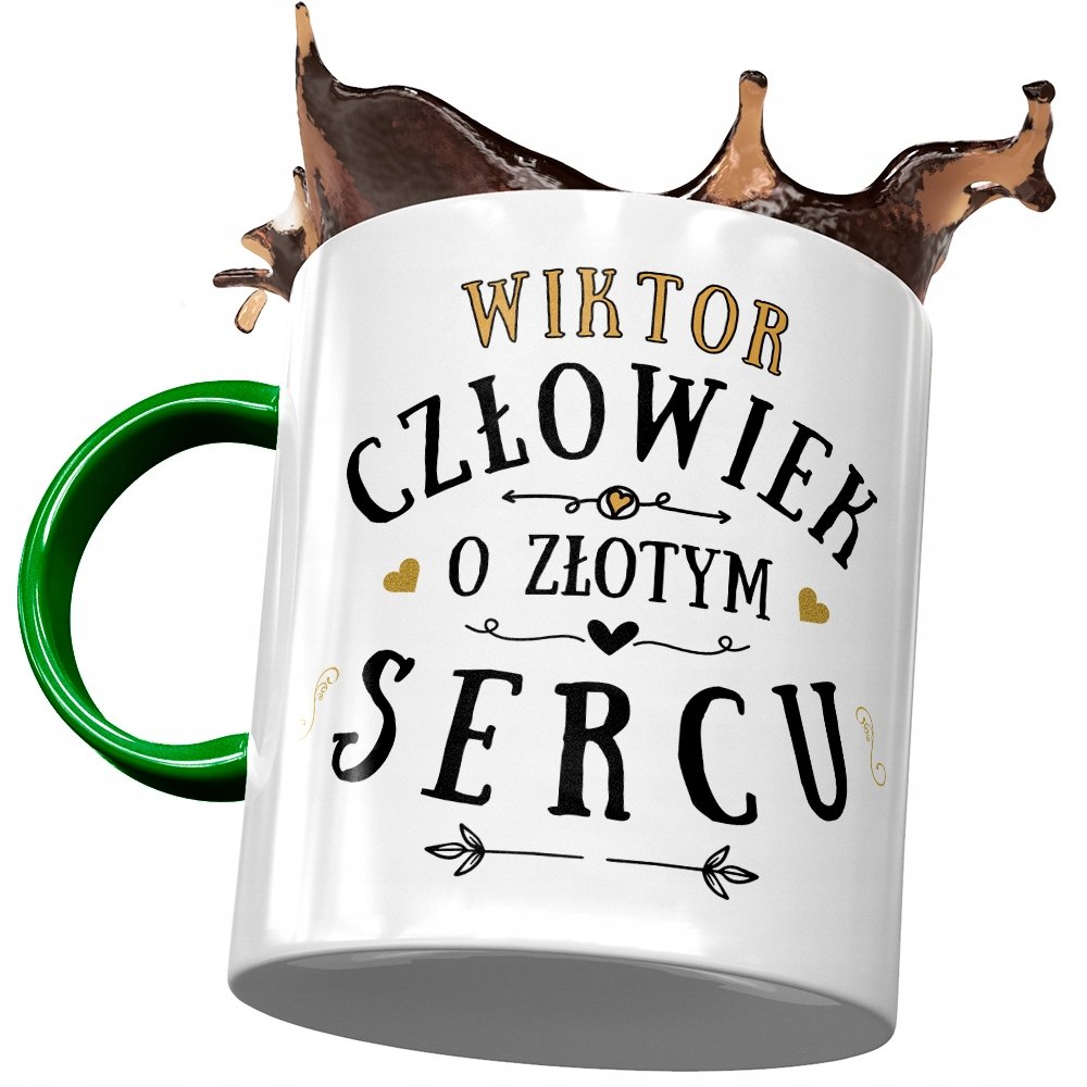 Kubek Zielony Dla Wiktora Kolegi Męża na Prezent z Nadrukiem ze Zdjęciem + Opakowanie na prezent (wzór 02)
