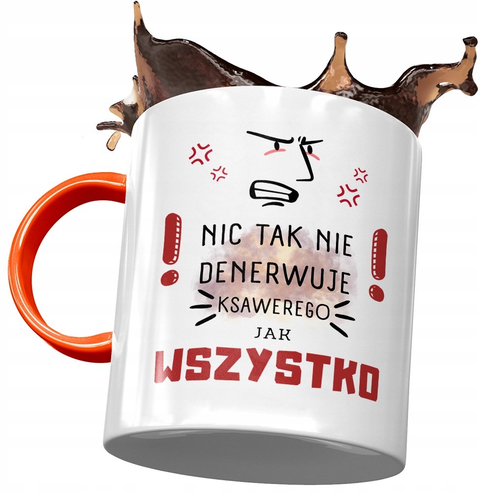 Kubek Pomarańczowy Dla Ksawerego Kolegi Męża Syna z Nadrukiem ze Zdjęciem + Opakowanie na prezent (wzór 02)