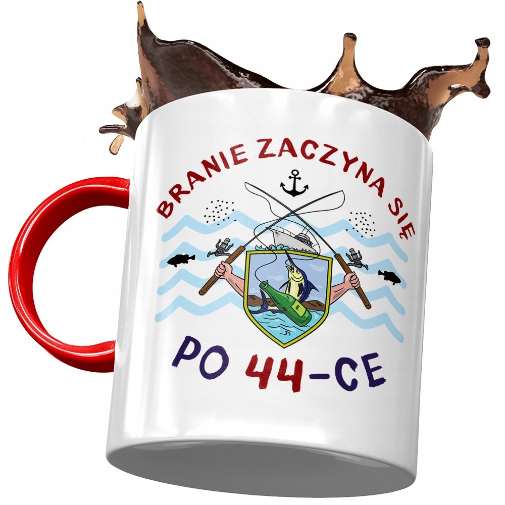 Kubek Czerwony na Urodziny 44 44te 44-te Prezent z Nadrukiem ze Zdjęciem+ Opakowanie na prezent (wzór 01)