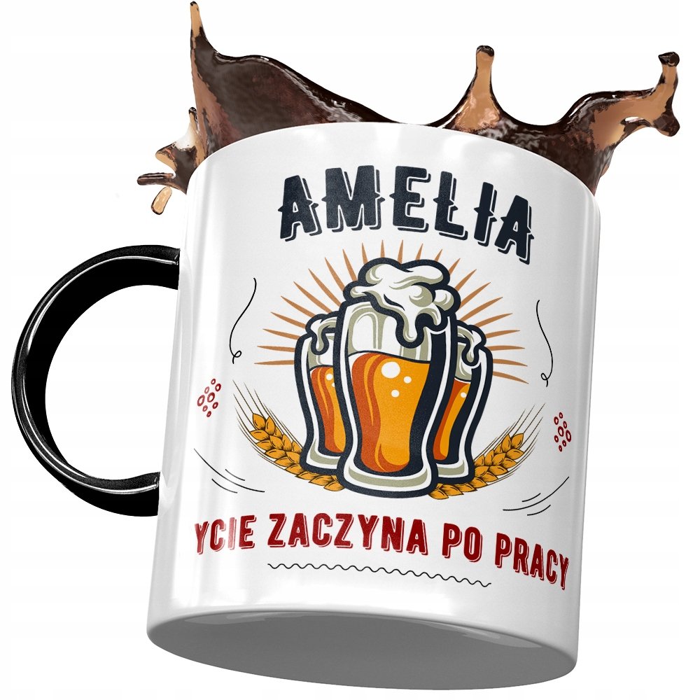 Kubek Czarny Dla Amelii Żony Przyjaciółki z Nadrukiem ze Zdjęciem + Opakowanie na prezent (wzór 02)