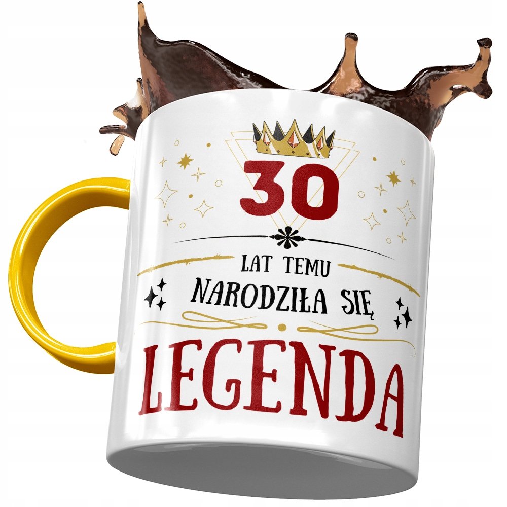 Kubek Żółty na Urodziny 30 30ste 30-ste na Prezent z Nadrukiem ze Zdjęciem + Opakowanie na prezent (wzór 02)