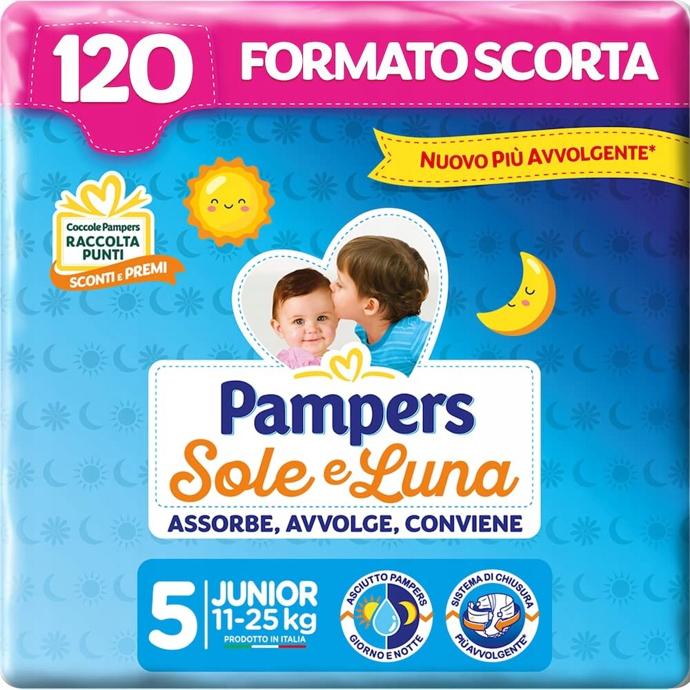 Pampers Sole i Księżyc Pieluchy Dzieci Junior Rozmiar 5 (11-25 kg) 120 szt