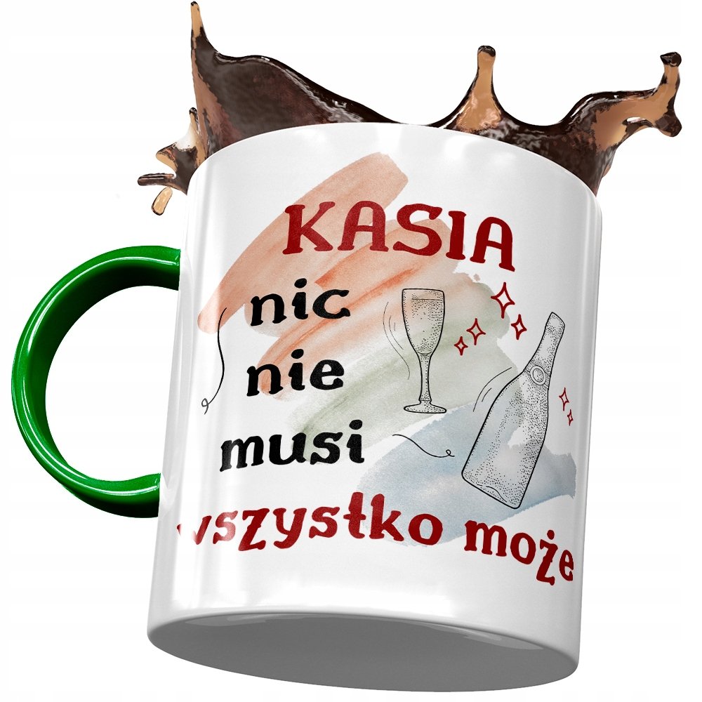 Kubek Zielony Dla Kasi Katarzyny Żony na Prezent z Nadrukiem ze Zdjęciem + Opakowanie na prezent (wzór 03)