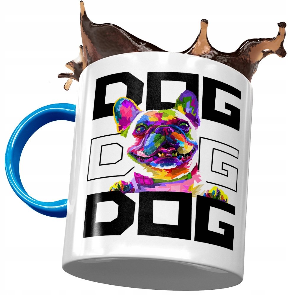 Kubek Błękitny z Pieskiem Psem Słodki na Prezent z Nadrukiem ze Zdjęciem + Opakowanie na prezent (wzór 03)