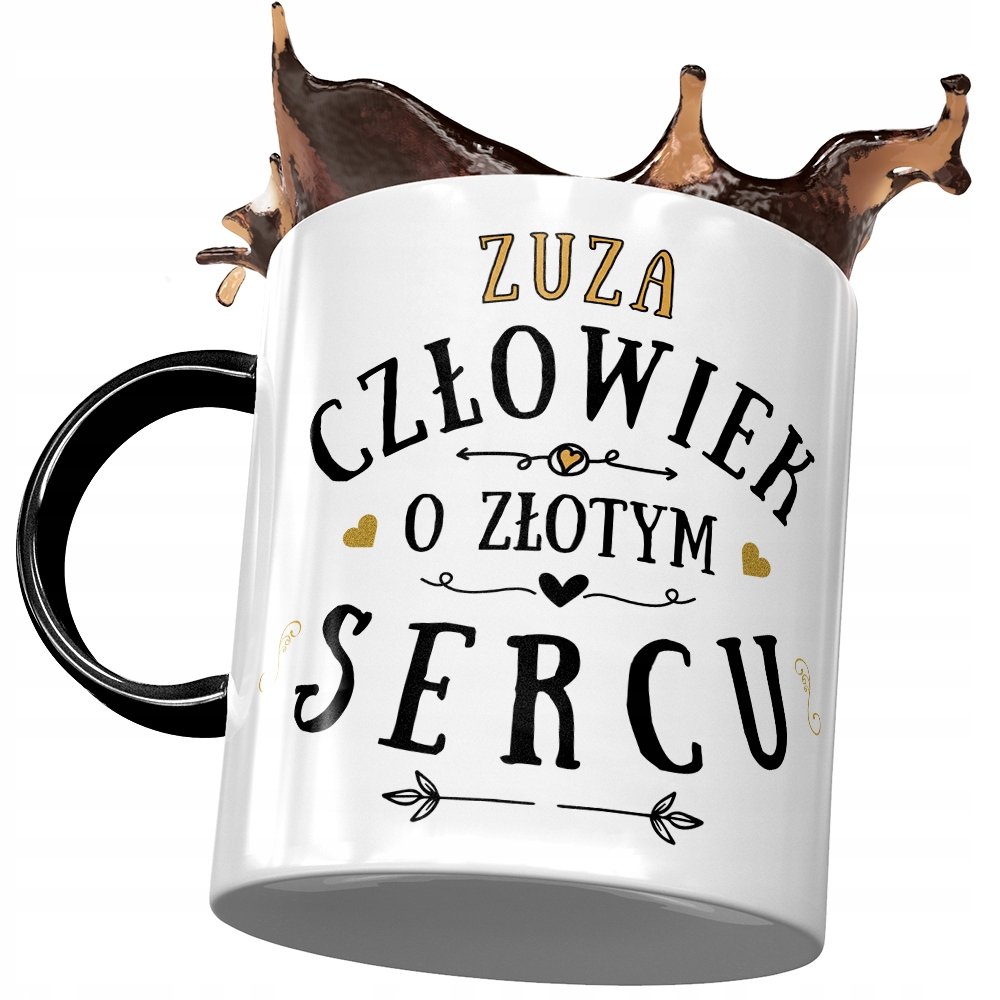 Kubek Czarny dla Zuzy Zuzanny Koleżanki na Prezent z Nadrukiem ze Zdjęciem + Opakowanie na prezent (wzór 04)