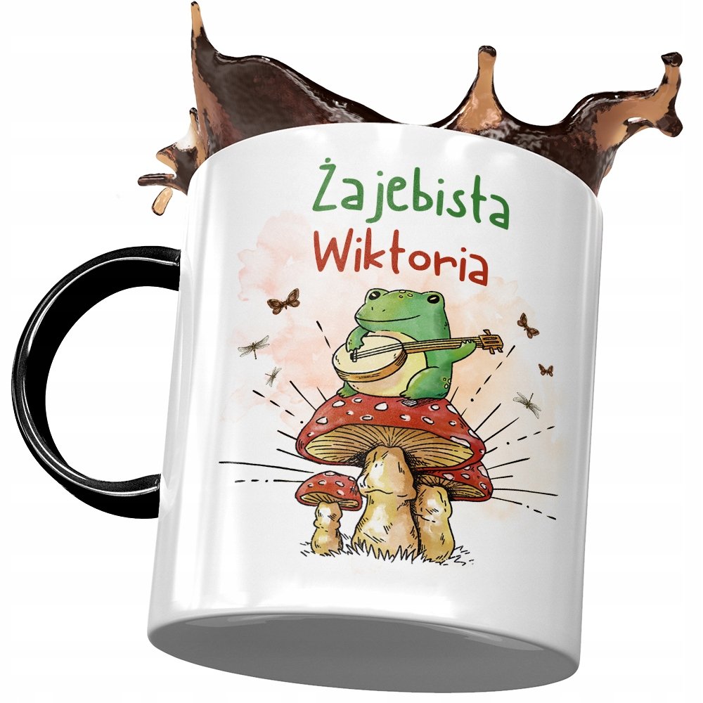 Kubek Czarny Dla Wiktorii Koleżanki na Prezent z Nadrukiem ze Zdjęciem + Opakowanie na prezent (wzór 03)