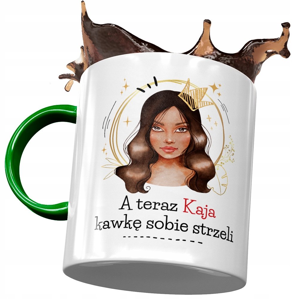 Kubek Zielony Dla Kai Koleżanki na Prezent z Nadrukiem ze Zdjęciem+ Opakowanie na prezent (wzór 01)