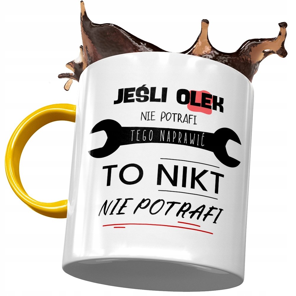 Kubek Żółty dla Aleksandra Olka Kolegi na Prezent z Nadrukiem ze Zdjęciem + Opakowanie na prezent (wzór 04)