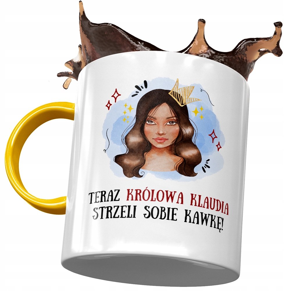 Kubek Żółty Dla Klaudii Koleżanki Żony na Prezent z Nadrukiem ze Zdjęciem + Opakowanie na prezent (wzór 04)