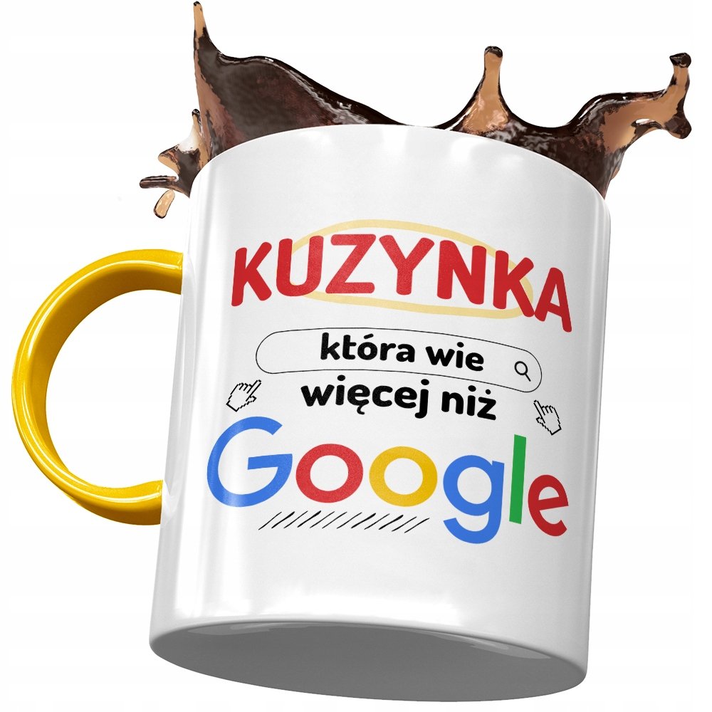 Kubek Żółty Dla Kuzynki na Urodziny na Prezent z Nadrukiem ze Zdjęciem + Opakowanie na prezent (wzór 03)
