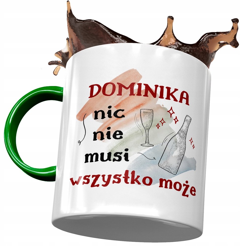Kubek Zielony Dla Dominiki Żony Koleżanki Prezent z Nadrukiem ze Zdjęciem + Opakowanie na prezent (wzór 04)