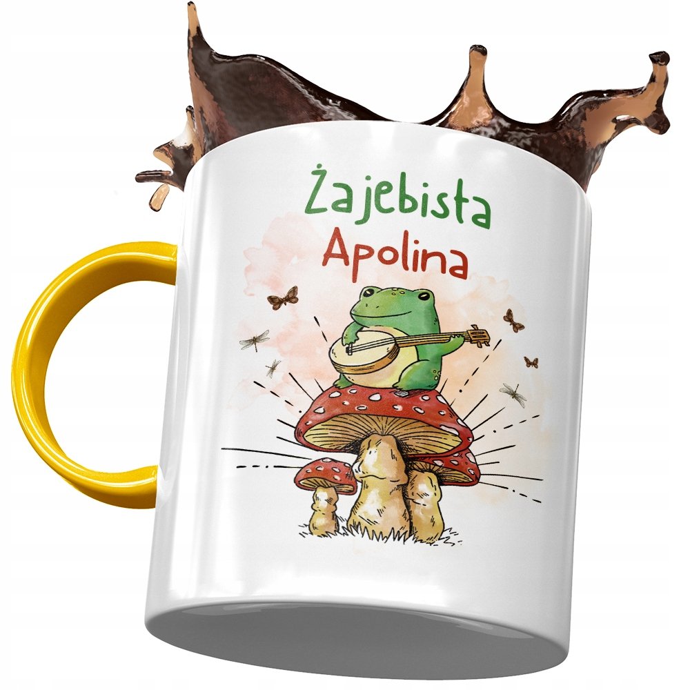 Kubek Żółty Dla Apoliny Koleżanki Żony Prezent z Nadrukiem ze Zdjęciem + Opakowanie na prezent (wzór 02)