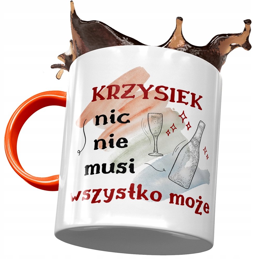 Kubek Pomarańczowy Dla Krzyśka Kolegi na Prezent z Nadrukiem ze Zdjęciem + Opakowanie na prezent (wzór 03)