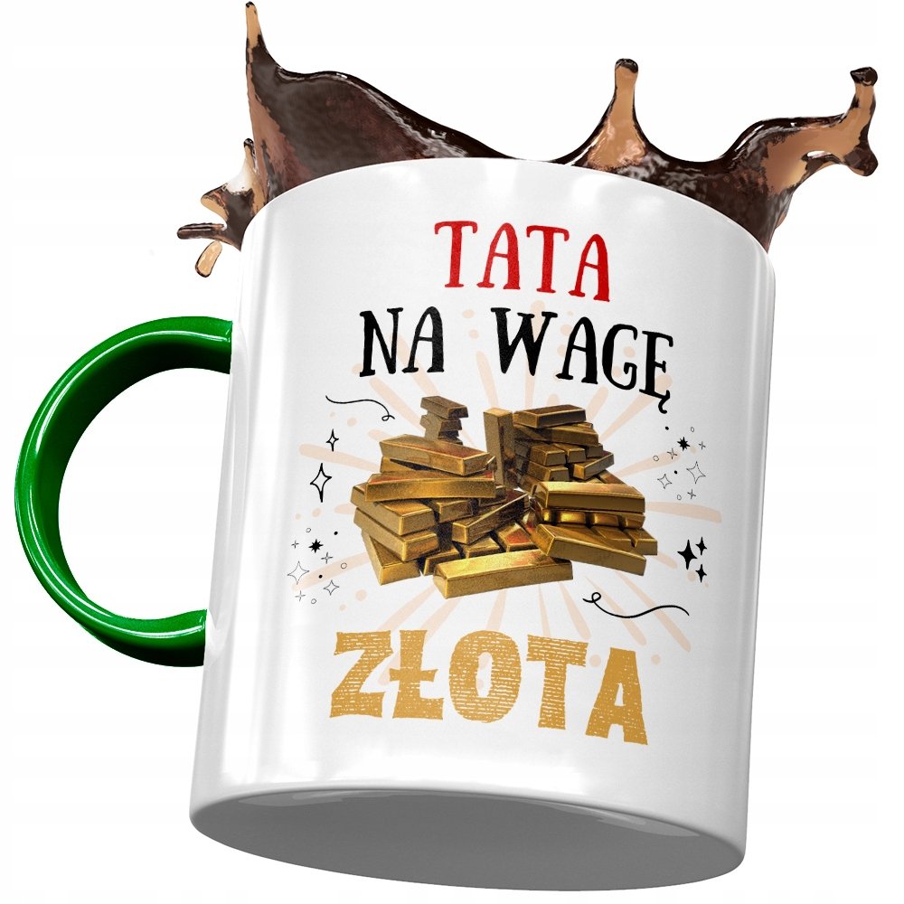 Kubek Zielony Dla Taty Ojca na Dzień Taty Prezent z Nadrukiem ze Zdjęciem + Opakowanie na prezent (wzór 03)