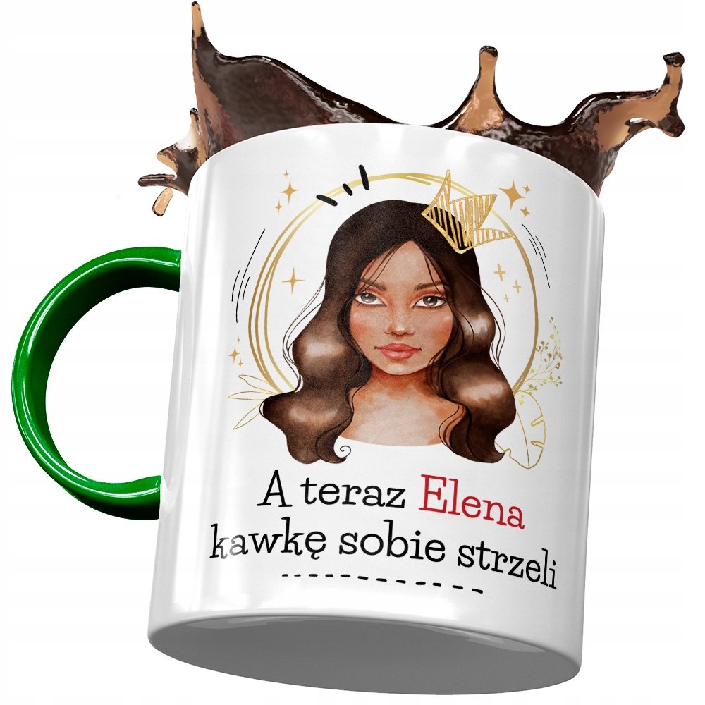 Kubek Zielony Dla Eleny Koleżanki Żony na Prezent z Nadrukiem ze Zdjęciem + Opakowanie na prezent (wzór 03)