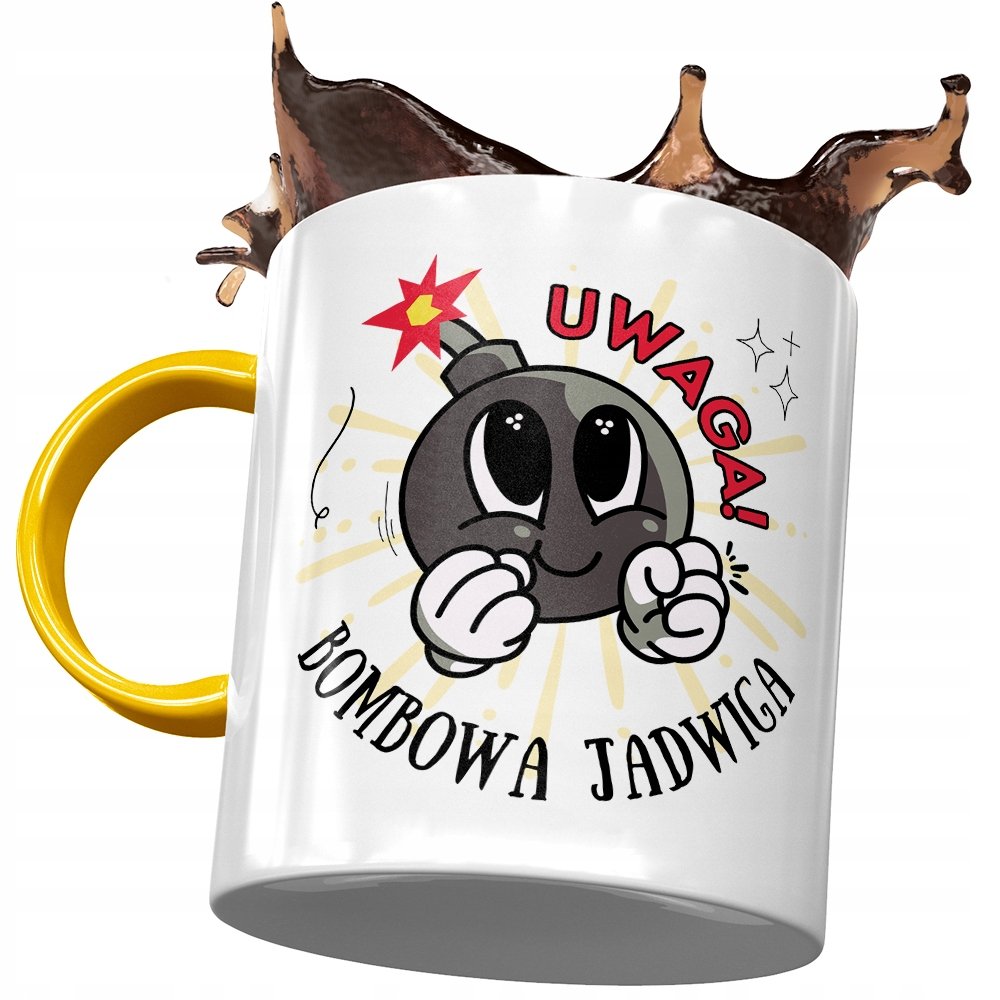 Kubek Żółty Dla Jadwigi Koleżanki Żony na Prezent z Nadrukiem ze Zdjęciem+ Opakowanie na prezent (wzór 01)